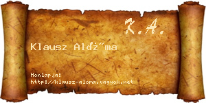 Klausz Alóma névjegykártya